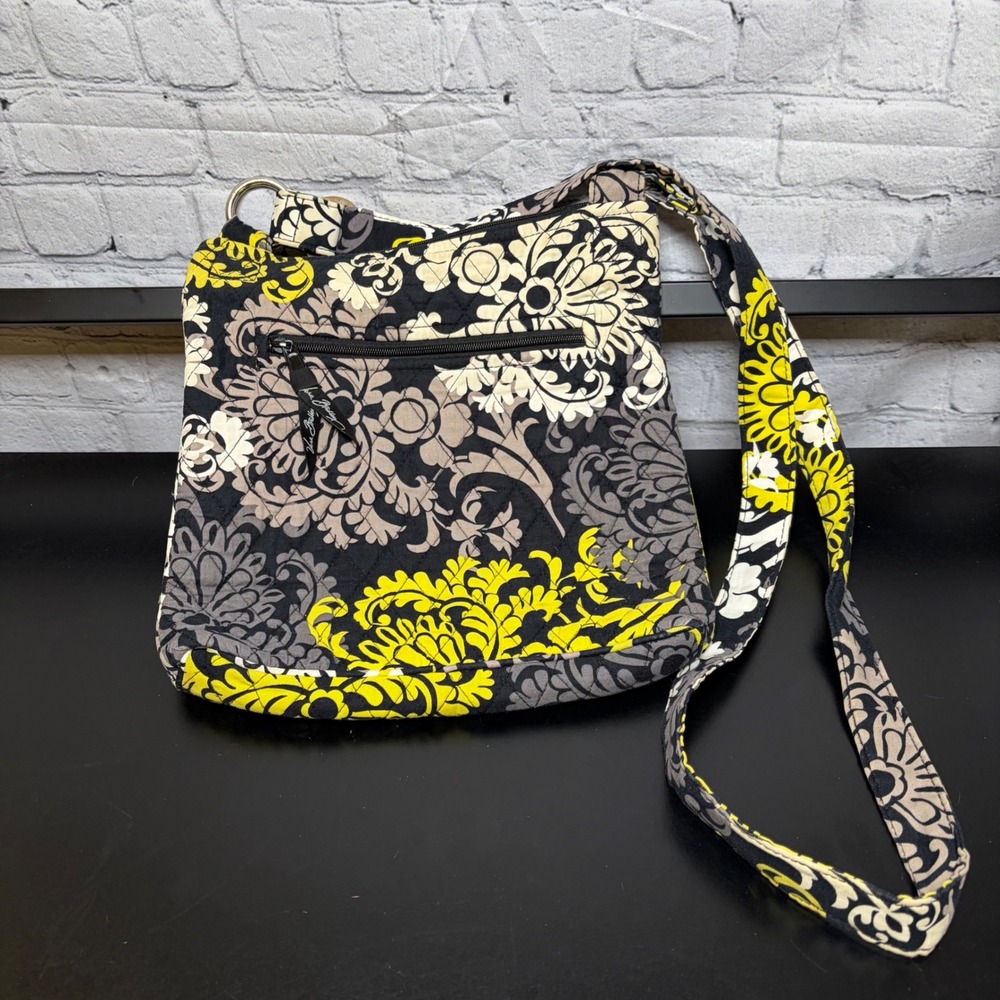 Vera Bradley Provencal Quilted Cotton Crossbody Bag Yellow Black Floral